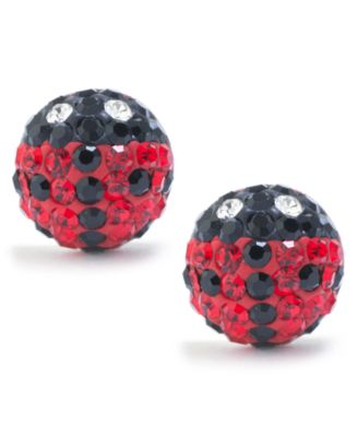 Macy's - Black, Red, & White Crystal Pav&eacute; Ladybug Stud Earrings in Sterling Silver