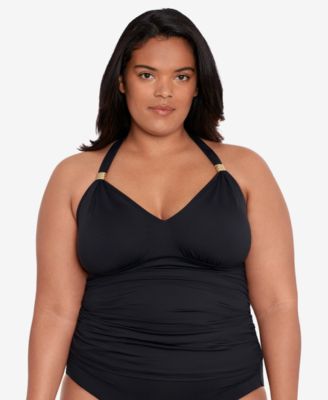 Lauren Ralph Lauren - Plus Size Tummy-Control Halter Tankini Top