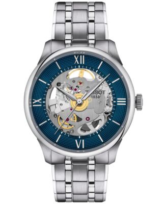 Tissot - Men's Swiss Automatic Chemin Des Tourelles Skeleton Stainless Steel Bracelet Watch 40mm