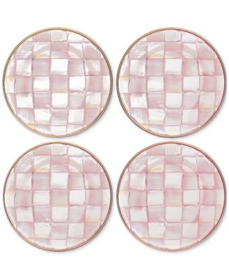 MacKenzie-Childs - Rosy Check Appetizer Plates, Set of 4