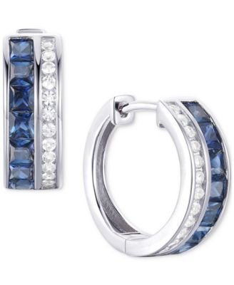 Macy's - Ruby (1-5/8 ct. t.w.) & Diamond (1/4 ct. t.w.) Small Hoop Earrings in 14k Gold, 0.5"