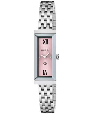Gucci - Women's Swiss G-Frame Diamond Accent Stainless Steel Bracelet Watch 14x34mm