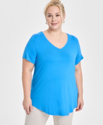 JM Collection - Plus Size V-Neck Short-Sleeve Top