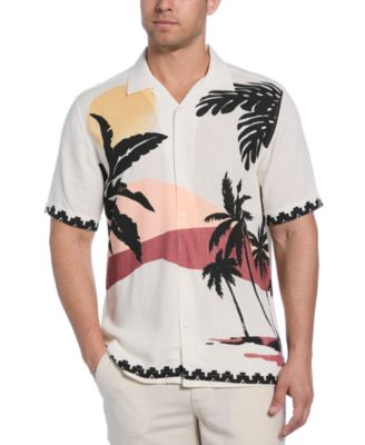 Cubavera - Men's Short Sleeve Sunset Print Button-Front Camp Shirt