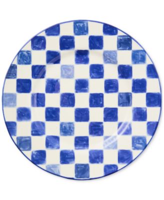 MacKenzie-Childs - Indigo Check Stoneware Dinner Plate