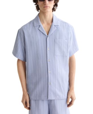 SCOTCH & SODA - Men's Relaxed Fit Short Sleeve Tonal Striped Button-Front Pocket Shirt