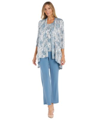 R & M Richards - Women's 3-Pc. Metallic Jacquard Jacket, Tank Top & Pant Set