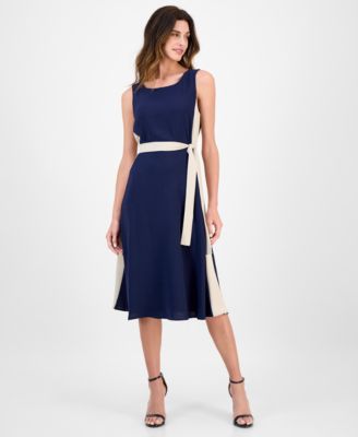Connected - Women's Two-Tone Tie-Waist Dress