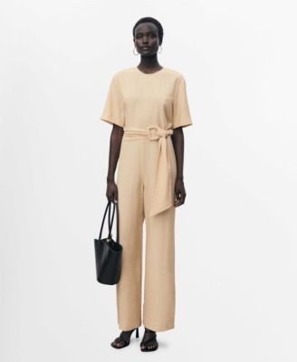 MANGO - Women's Straight-Fit Short-Sleeved Jumpsuit