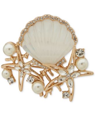 Anne Klein - Gold-Tone Mixed Stone Under The Sea Shell Pin