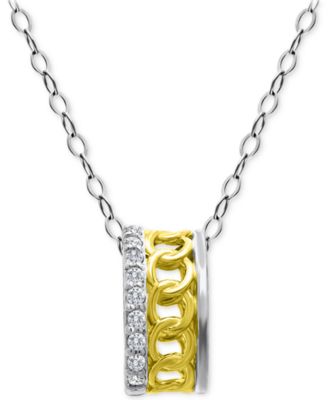Giani Bernini - Cubic Zirconia Open Link Rondelle Slide Pendant Necklace, 16" + 2" extender