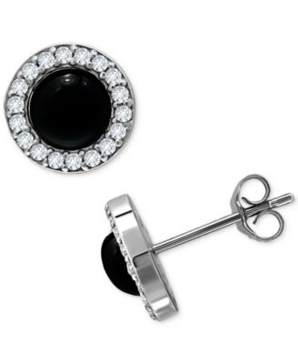 Giani Bernini - Onyx & Cubic Zirconia Halo Stud Earrings in 18k Gold-Plated Sterling Silver