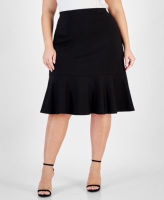 Kasper - Plus Size Pull-On Ruffle-Hem Compression Skirt