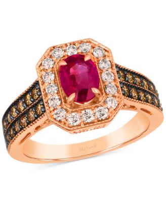 Le Vian - Passion Ruby (5/8 ct. t.w.) & Diamond (3/4 ct. t.w.) Oval Double Row Ring in 14k Rose Gold