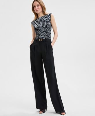 I.N.C. International Concepts - Women's High-Rise Belted Wide-Leg Pants