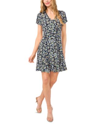 CeCe - Women's Printed Knit Fit & Flare Dress