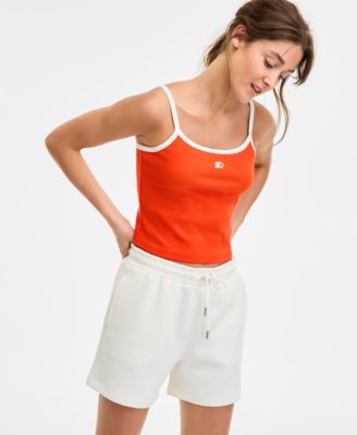 Starter - Women's Ringer Contrast-Strap Square-Neck Tank Top