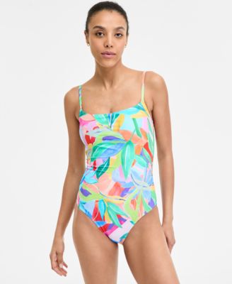 La Blanca - Women's Tropi-Flage Printed Scoop-Neck One-Piece Swimsuit, Exclusively at Macy's