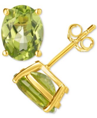 Macy's - Peridot Oval Stud Earrings (2-1/3 ct. t.w.) in 14k Yellow Gold
