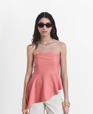 MANGO - Women's Asymmetrical Strapless Top