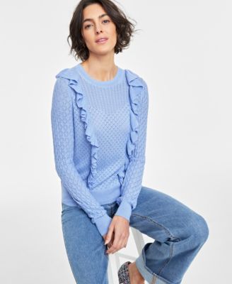 On 34th - Women's Pointelle Ruffle-Trim Sweater