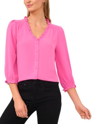 CeCe - Ruffled Button-Front Top