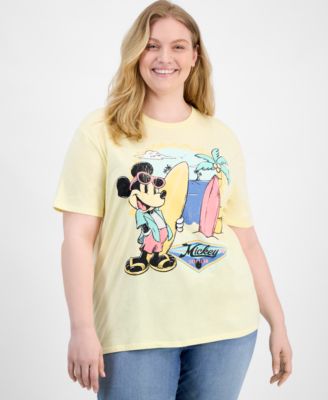 Disney - Trendy Plus Size Mickey Surf Club Graphic T-Shirt