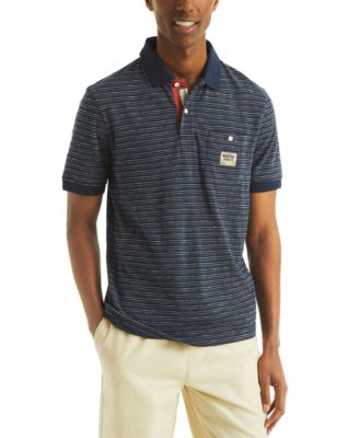 Nautica - Men's Short Sleeve Textured Striped Polo Shirt