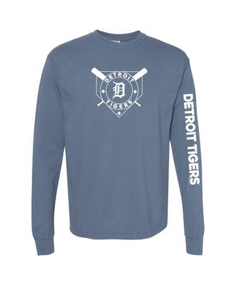 Soft As A Grape - Women's Navy Detroit Tigers Pigment Dye Long Sleeve T-Shirt