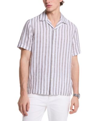 Michael Kors - Men's Relaxed-Fit Linen Stripe Shirt