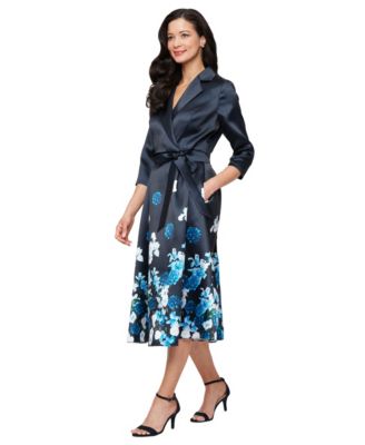 Alex Evenings - Women's Stretch Faille 3/4-Sleeve A-Line Dress
