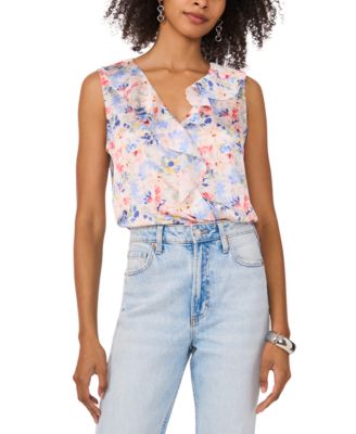 Vince Camuto - Women's Floral-Print Ruffled Sleeveless Top