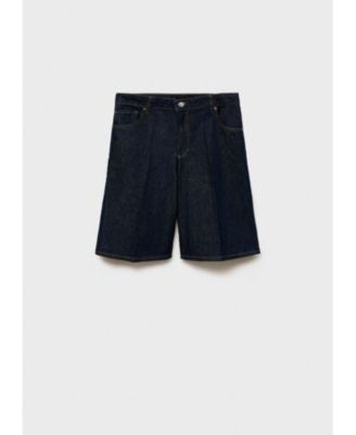 MANGO - Women's High Waisted Rinse Wash Bermuda Shorts