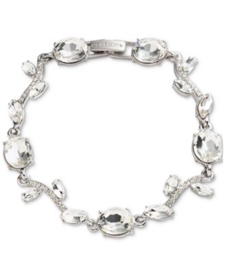 Givenchy - Silver Tone Crystal Stone Viney Flex Bracelet