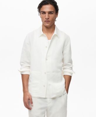 MANGO - Men's Pockets Linen Overshirt