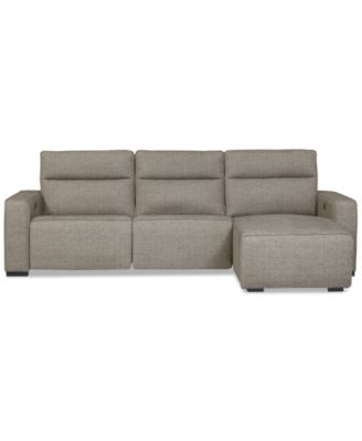 Furniture - Miren 3-Pc. Fabric Chaise Sectional with 2 Power Headrest Recliners