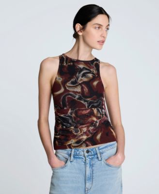 Kenneth Cole - Women's Printed Gathered Draped Sleeveless Top