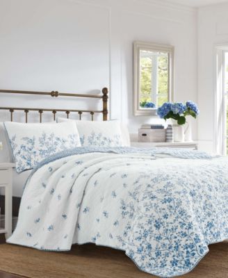 Laura Ashley - Flora Blue Quilt Set, King