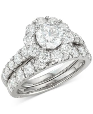 Macy's - Diamond Floral Halo Bridal Set (3 ct. t.w.) in 18k White Gold