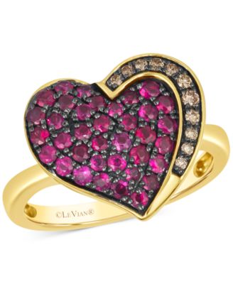 Le Vian - Godiva x Passion Ruby (3/4 ct. t.w.) & Chocolate Diamond (1/10 ct. t.w.) Heart Ring in 14k Gold