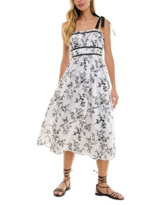 SENI & CADE - Juniors' Floral-Print Eyelet Midi Dress