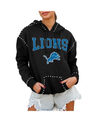 Gameday Couture - Women's Black Detroit Lions Catch the Vibe Studded Pullover Hoodie