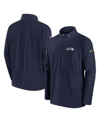 Nike - Men's College Navy Seattle Seahawks Sideline Coach Half-Zip Jacket
