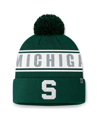 Top of the World - Men's Green Michigan State Spartans Slash Cuffed Knit Hat with Pom