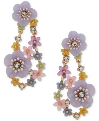 lonna & lilly - Gold-Tone Multi Flower Chandelier Earrings
