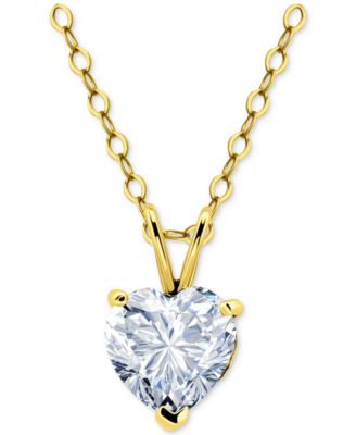 Giani Bernini - Cubic Zirconia Heart Pendant Necklace in 18k Yellow Gold over Sterling Silver (also in Sterling Silver), 16" + 2" extender
