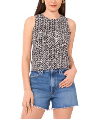 Vince Camuto - Women's Printed Keyhole-Back Tank Top