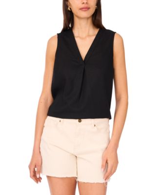 Vince Camuto - Women's Linen-Blend V-Neck Top