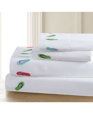 Universal Home Fashions - SEASIDE RESORT Flamingo Flowers Twin Sheet set