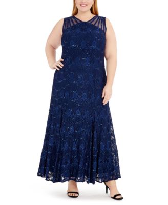 R & M Richards - Plus Size Sequin Lace Gown